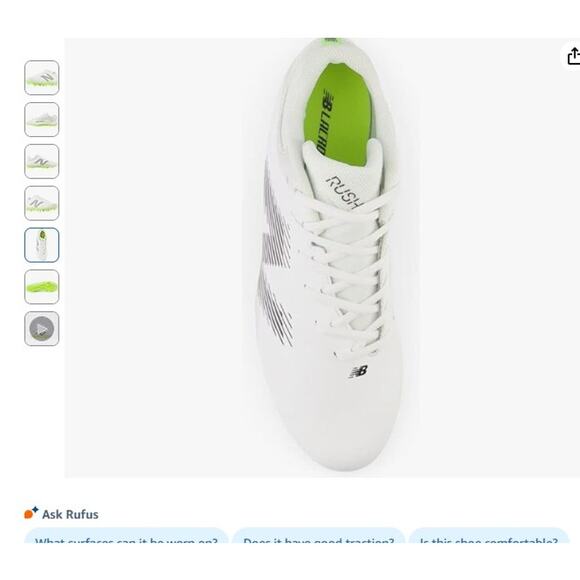 Mens 7 New Balance Men's Rush V4 Low Lacrosse Shoe Molded Cleats Shoes - Picture 4 of 8